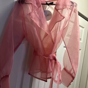 Boohoo Sheer Blush Pink Top